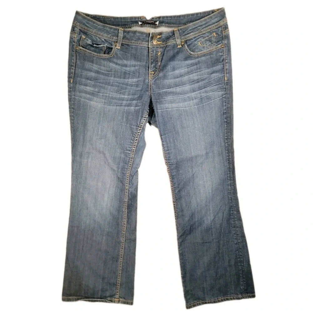 Vigoss Bootcut Jeans Womens 22 Medium Wash Flap Pocket Stretch Denim Blue